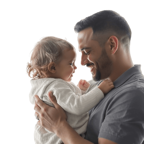 Papa tenant son enfant dans les bras